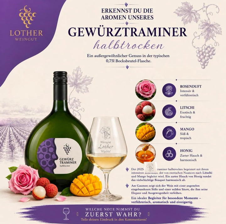 Gewürztraminer halbtrocken 0.75L Bocksbeutel